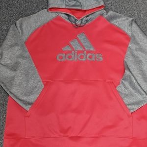 Men's Adidas red & grey hoodie EUC
